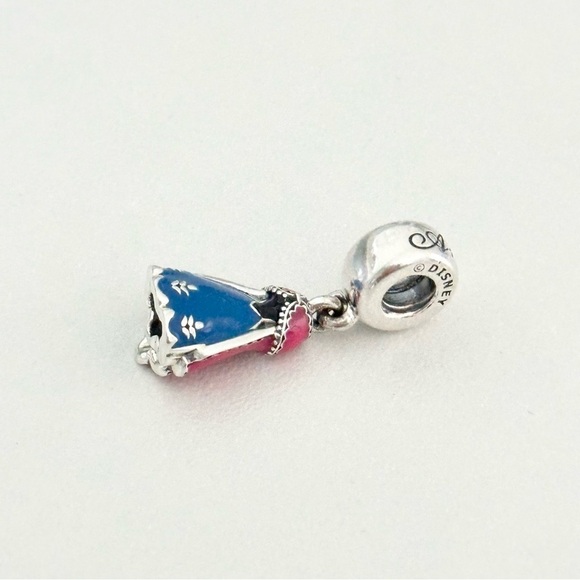 Pandora Disney Princess Anna Dress Blue Pink Enamel Dangle Charm - Picture 3 of 5